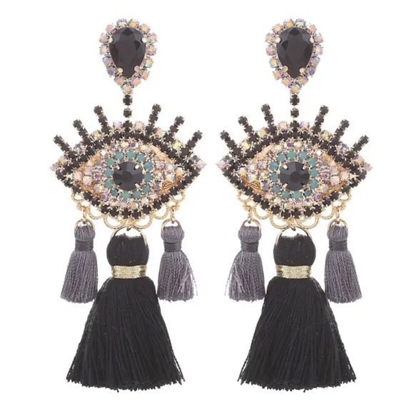 New all seeing eye beaded tassel earrings - Picture 2 of 2